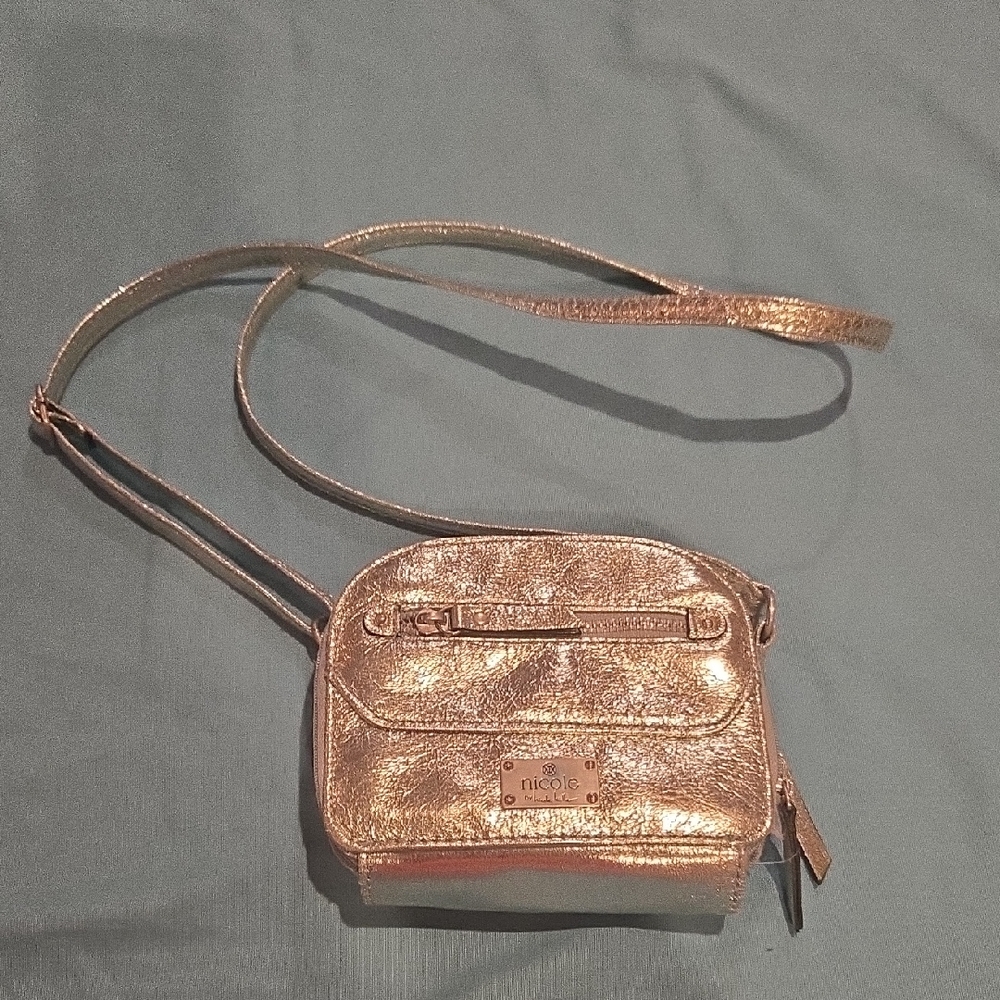 Nicole Blue Metallic Crossbody Bag with Adjustable Strap